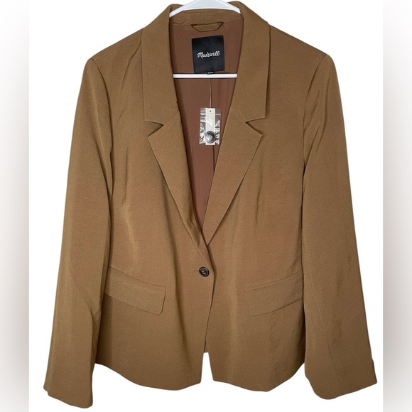 NWT Madewell The Plus Dorset Crop Blazer in Easygoing Crepe Light Roast Size 1X - Picture 5 of 11